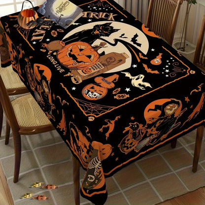 Halloween Black Cat Bat Tablecloth Witchy Dining Table Decor-MoonChildWorld