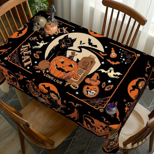 Halloween Black Cat Bat Tablecloth Witchy Dining Table Decor-MoonChildWorld