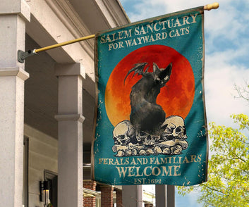 Halloween Black Cat Gothic Flag-MoonChildWorld