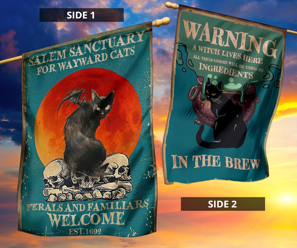 Halloween Black Cat Gothic Flag-MoonChildWorld
