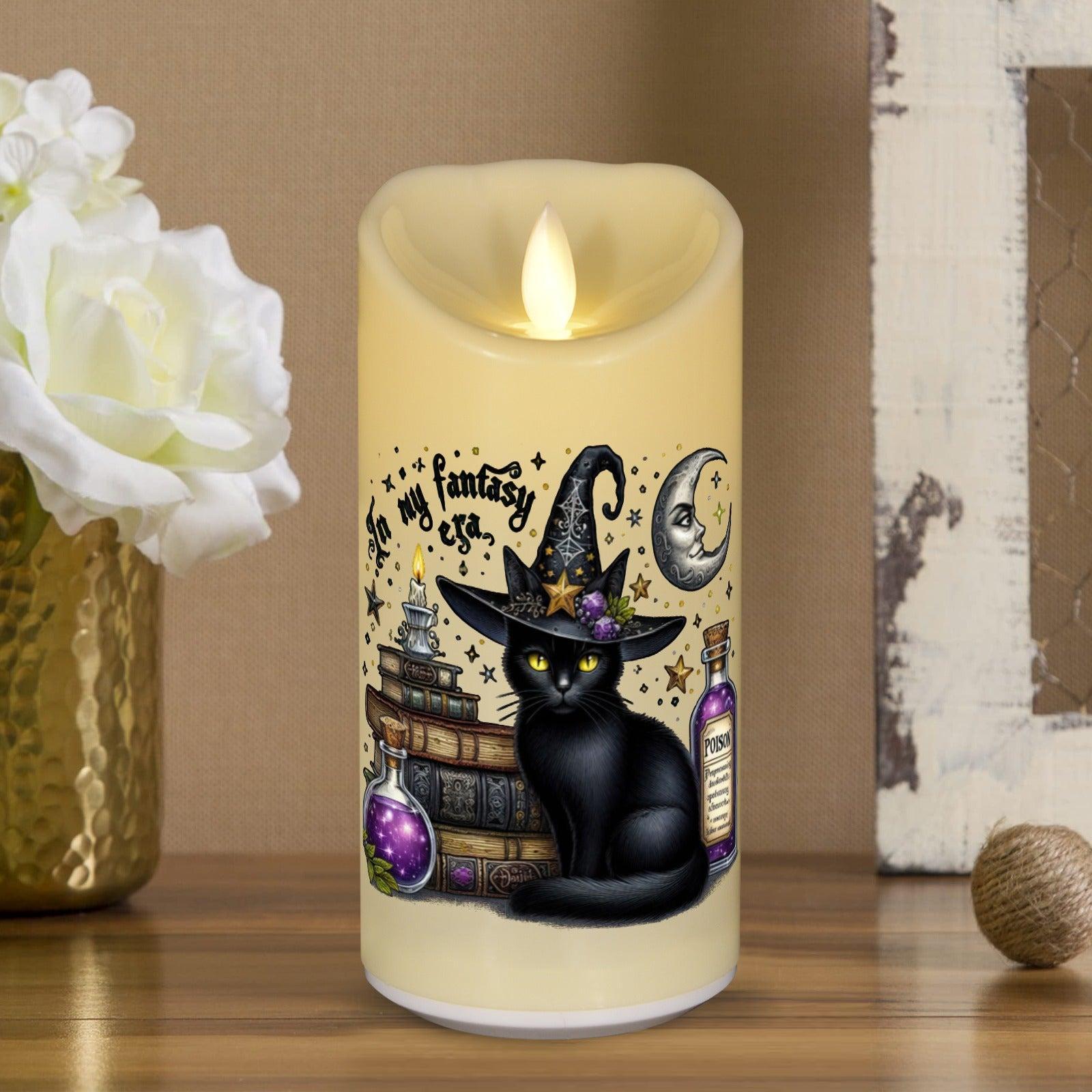 Halloween Black Cat Witchy Flameless LED Candle-MoonChildWorld