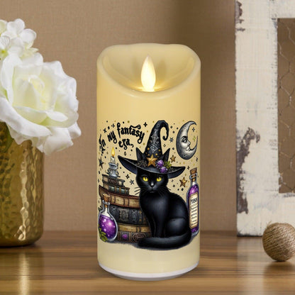 Halloween Black Cat Witchy Flameless LED Candle-MoonChildWorld