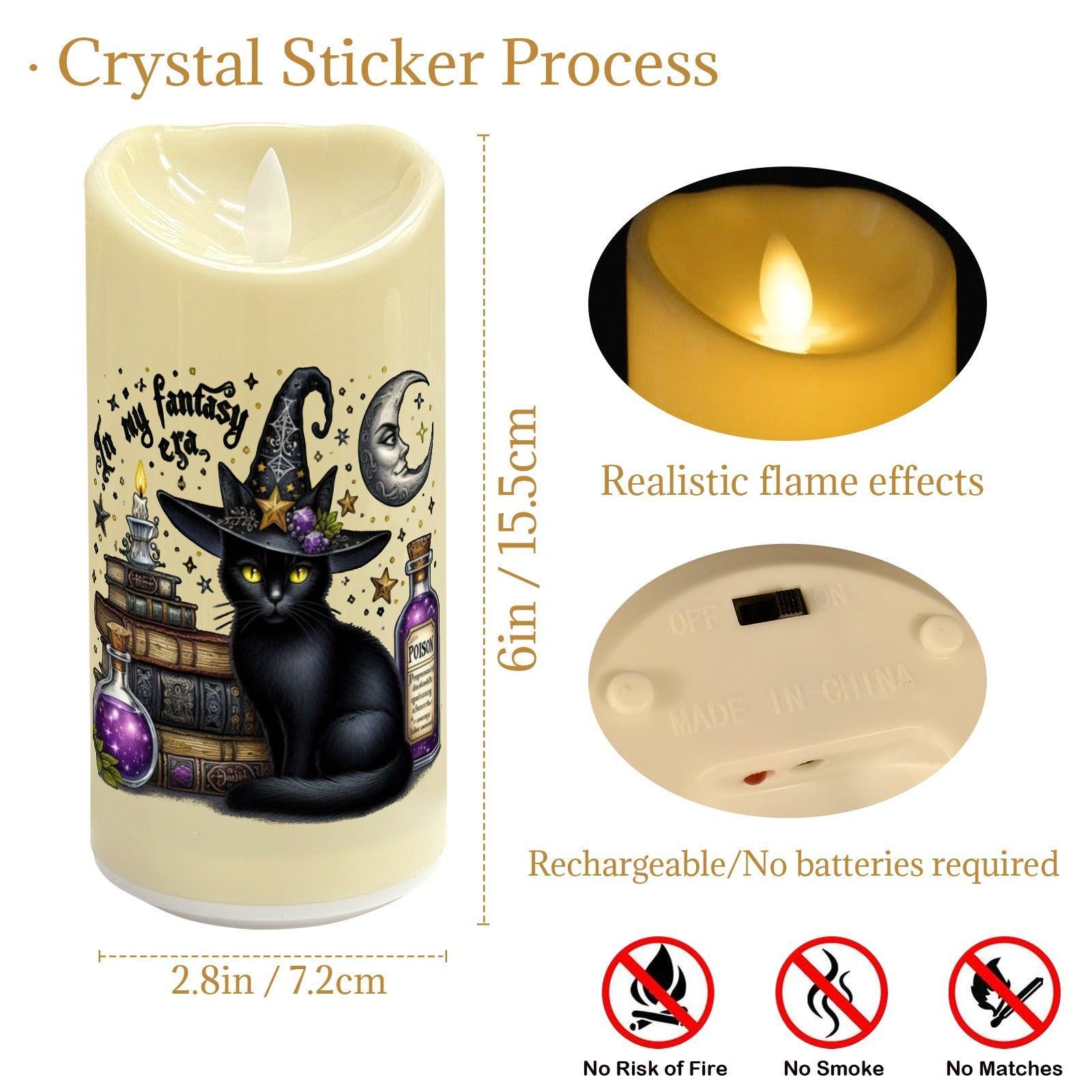 Halloween Black Cat Witchy Flameless LED Candle-MoonChildWorld