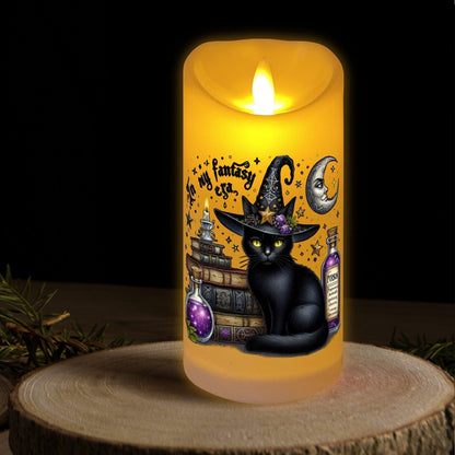 Halloween Black Cat Witchy Flameless LED Candle-MoonChildWorld