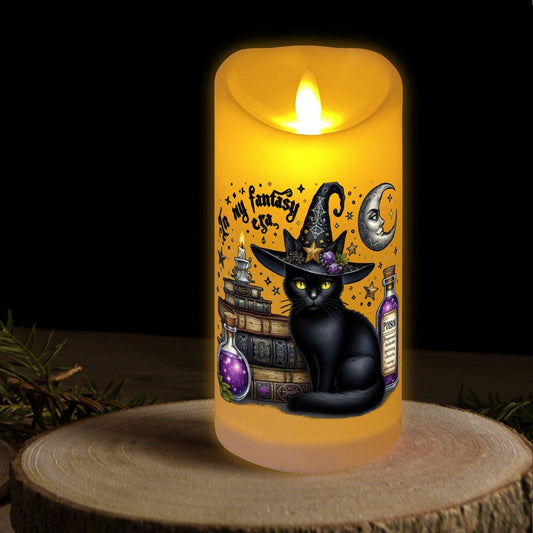 Halloween Black Cat Witchy Flameless LED Candle-MoonChildWorld
