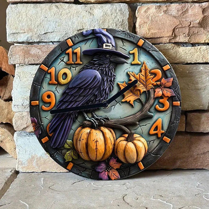 Halloween Black Raven Wall Clock Gothic Crow Wall Clock-MoonChildWorld