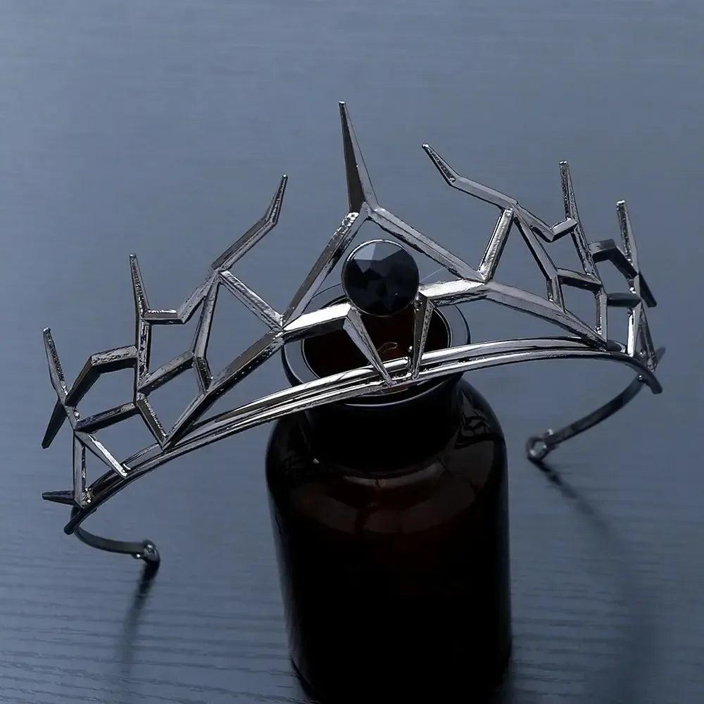 Halloween Black Spider Gothic Crown Witch Tiaras Hair Accessories-MoonChildWorld