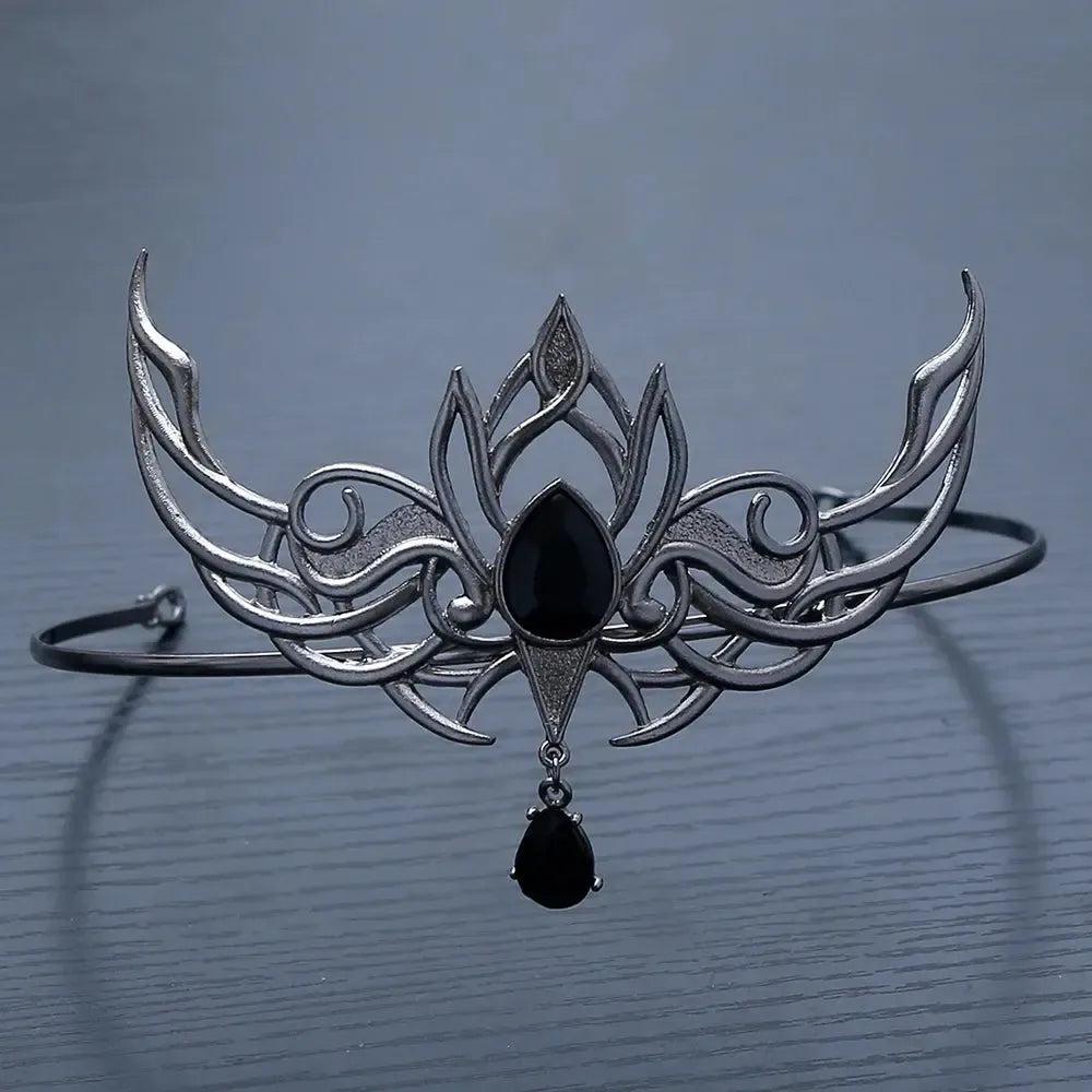 Halloween Black Spider Gothic Crown Witch Tiaras Hair Accessories-MoonChildWorld