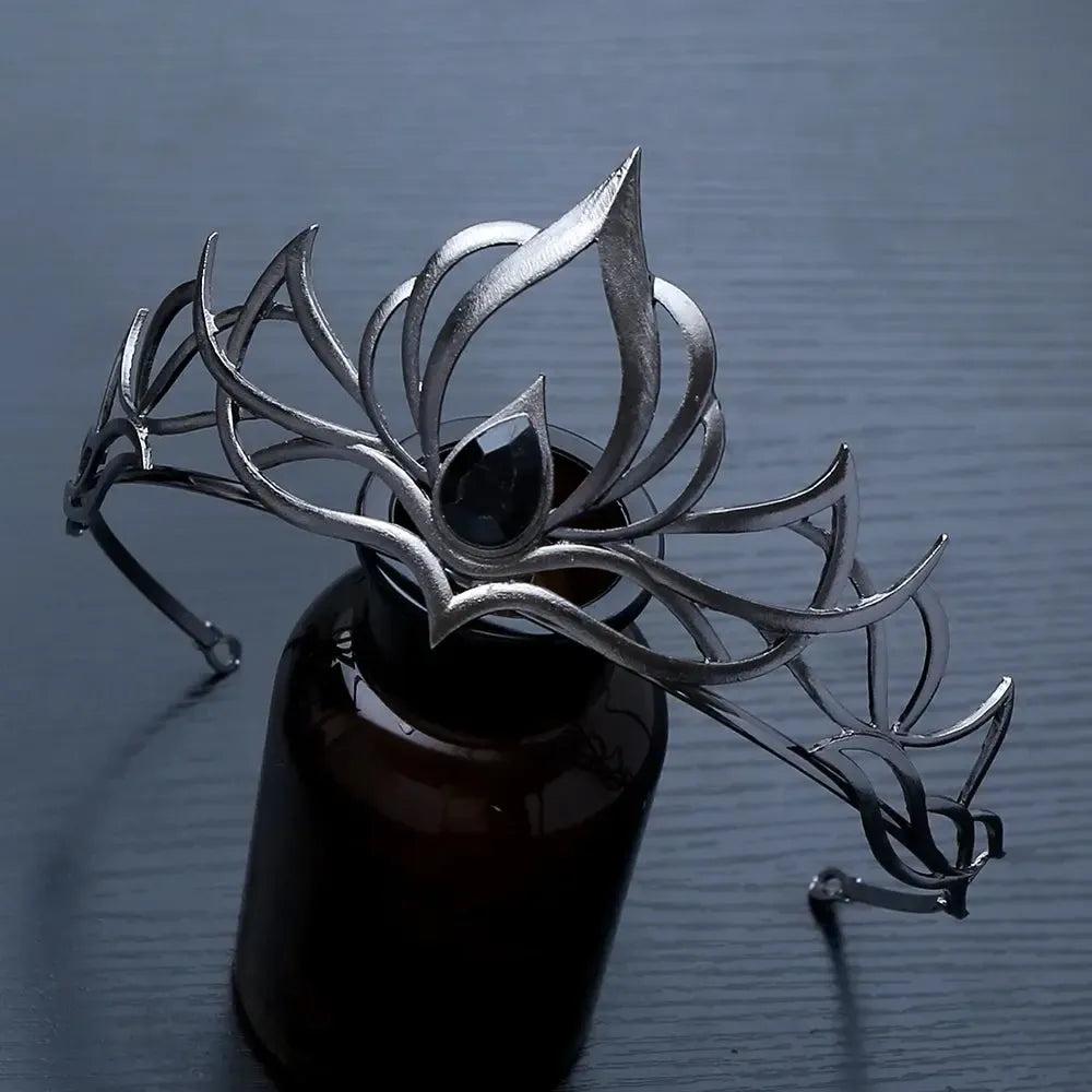 Halloween Black Spider Gothic Crown Witch Tiaras Hair Accessories-MoonChildWorld