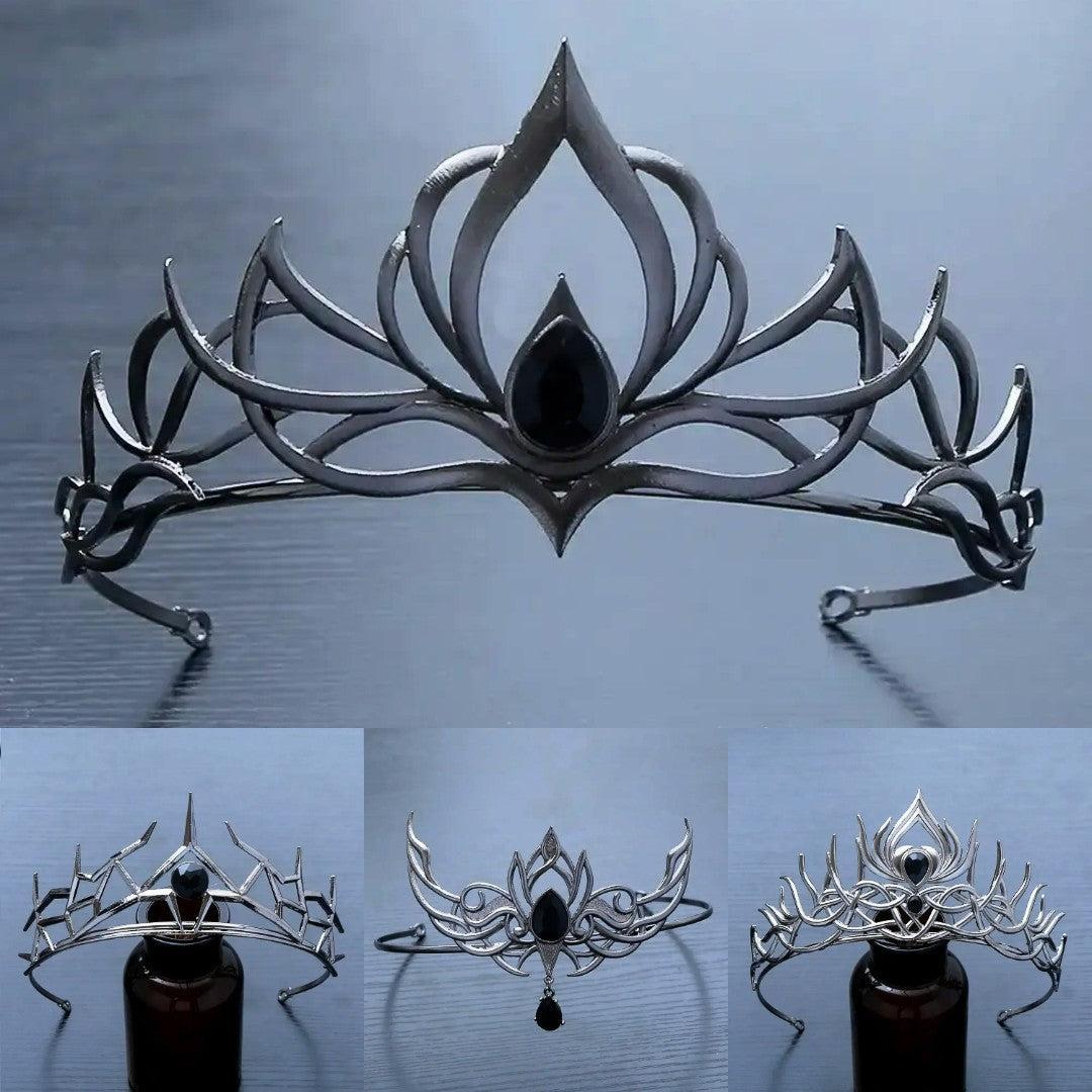 Halloween Black Spider Gothic Crown Witch Tiaras Hair Accessories-MoonChildWorld