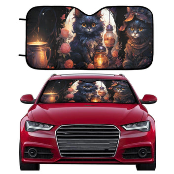 Halloween Black cat Car Sun Shade-MoonChildWorld