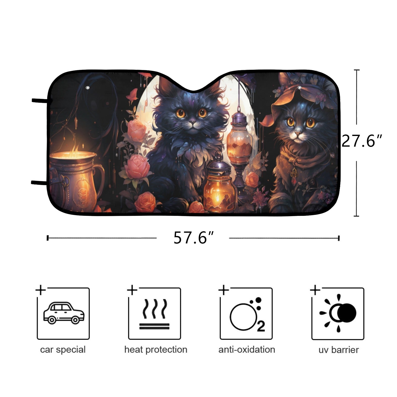 Halloween Black cat Car Sun Shade-MoonChildWorld