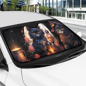 Halloween Black cat Car Sun Shade-MoonChildWorld