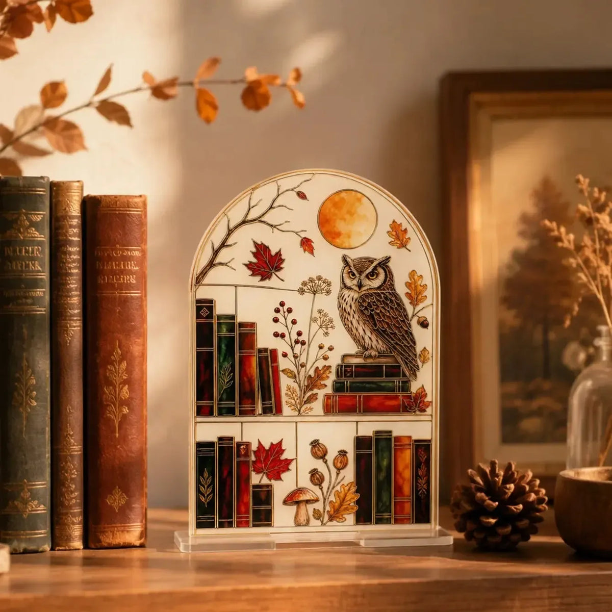Halloween Bookshelf Table Sign, Skeleton Pumpkin Gothic Decor, product view 8 of 12