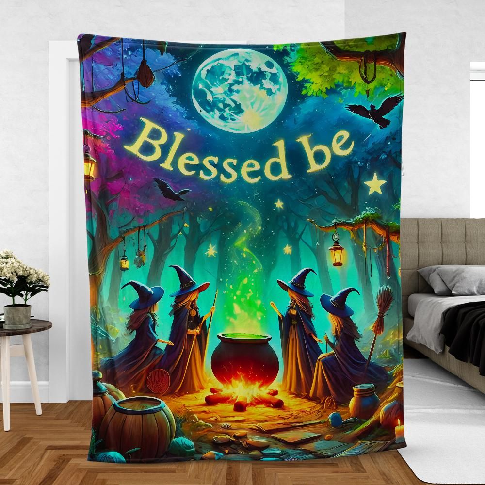 Halloween Cauldron Witch Blanket Wicca Home Decor-MoonChildWorld