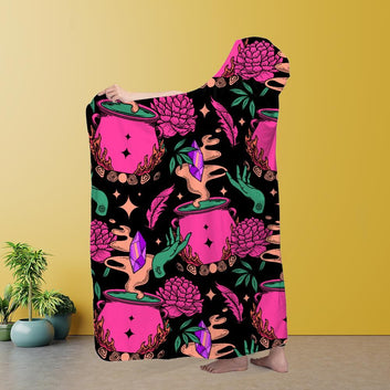 Halloween Cauldron Witch Hooded blanket