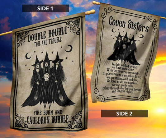 Halloween Coven Sisters Witch Flag-MoonChildWorld
