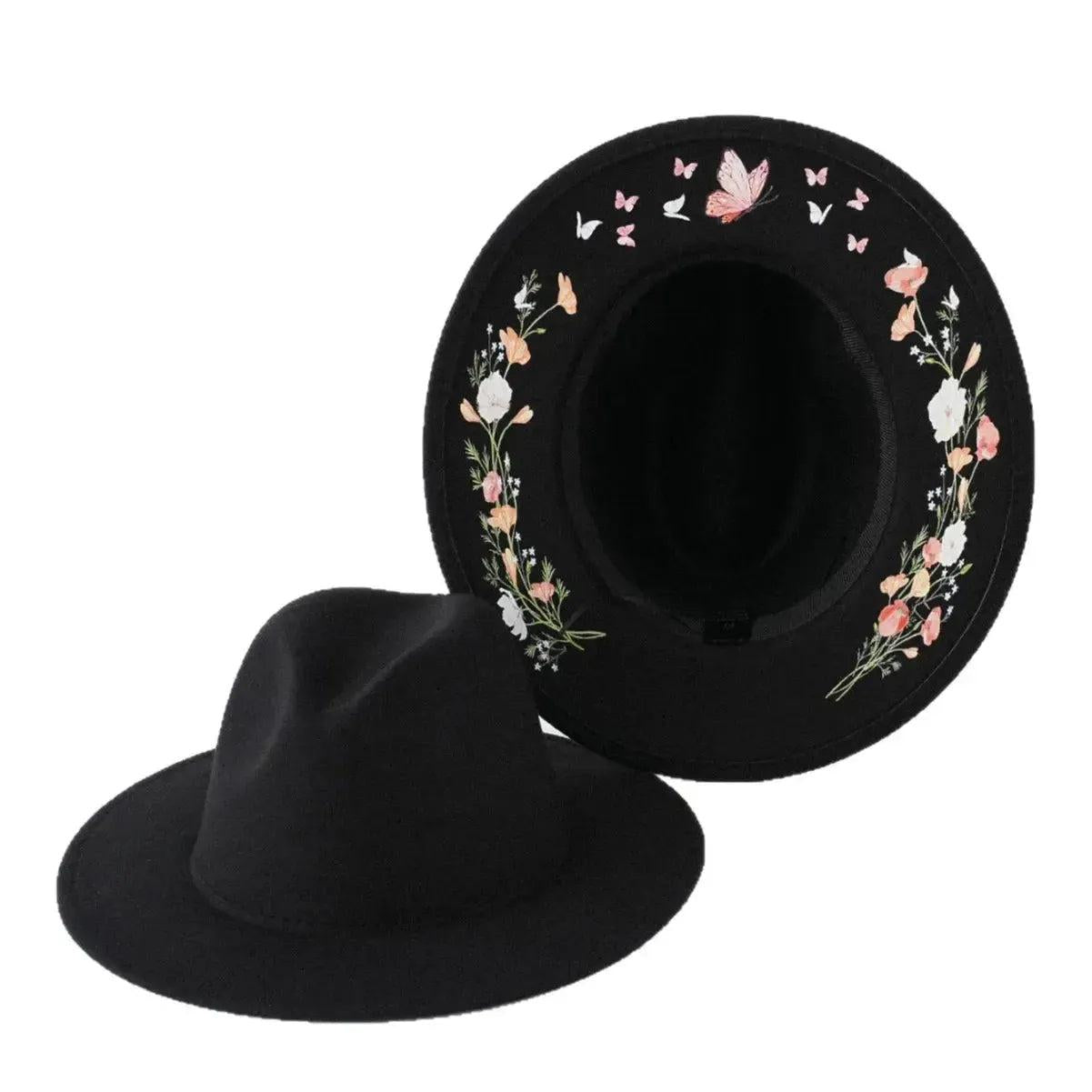 Halloween Dark Gothic Felt Fedoras Black Witch Hats-MoonChildWorld