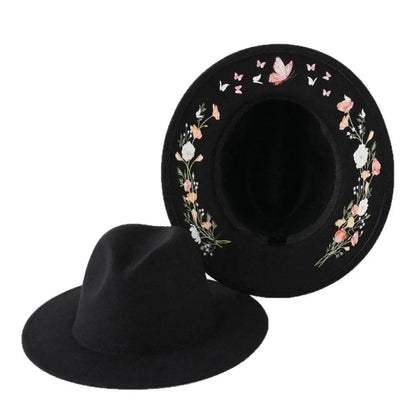 Halloween Dark Gothic Felt Fedoras Black Witch Hats-MoonChildWorld