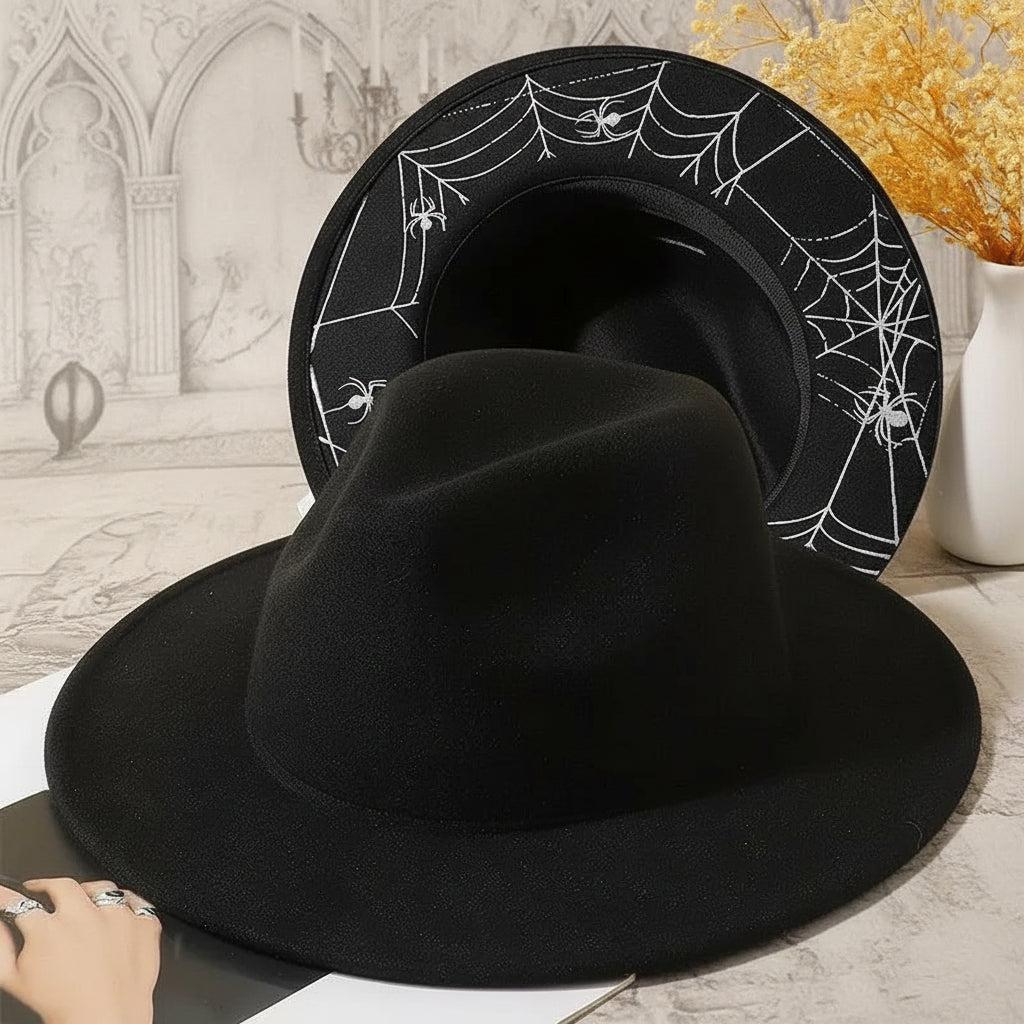 Halloween Dark Gothic Felt Fedoras Black Witch Hats-MoonChildWorld