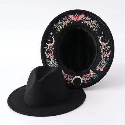 Halloween Dark Gothic Felt Fedoras Black Witch Hats-MoonChildWorld