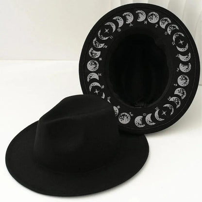 Halloween Dark Gothic Felt Fedoras Black Witch Hats-MoonChildWorld