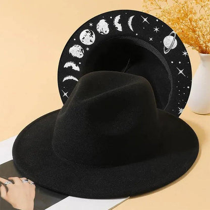 Halloween Dark Gothic Felt Fedoras Black Witch Hats-MoonChildWorld
