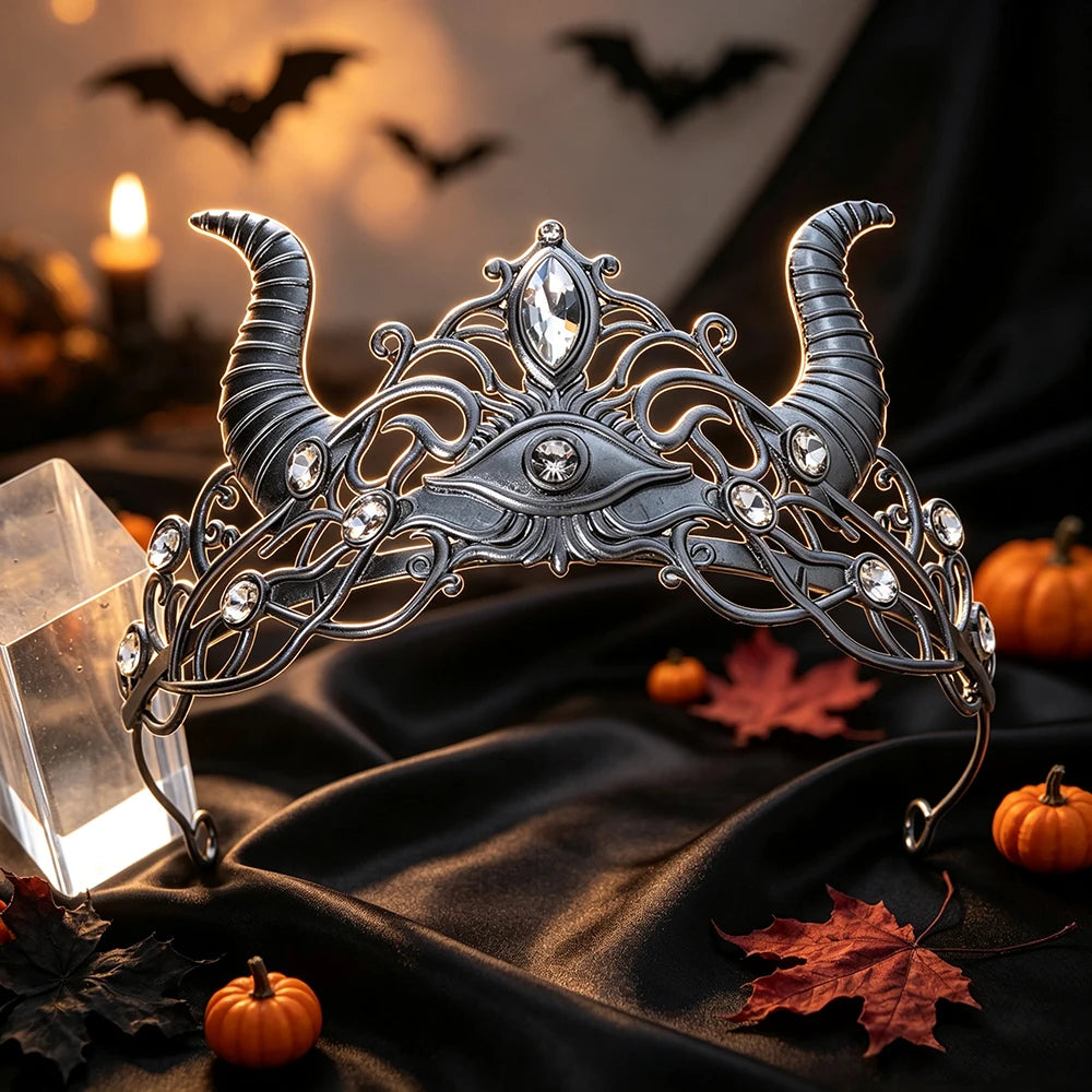 Evil eye demon horn tiara crown for witches