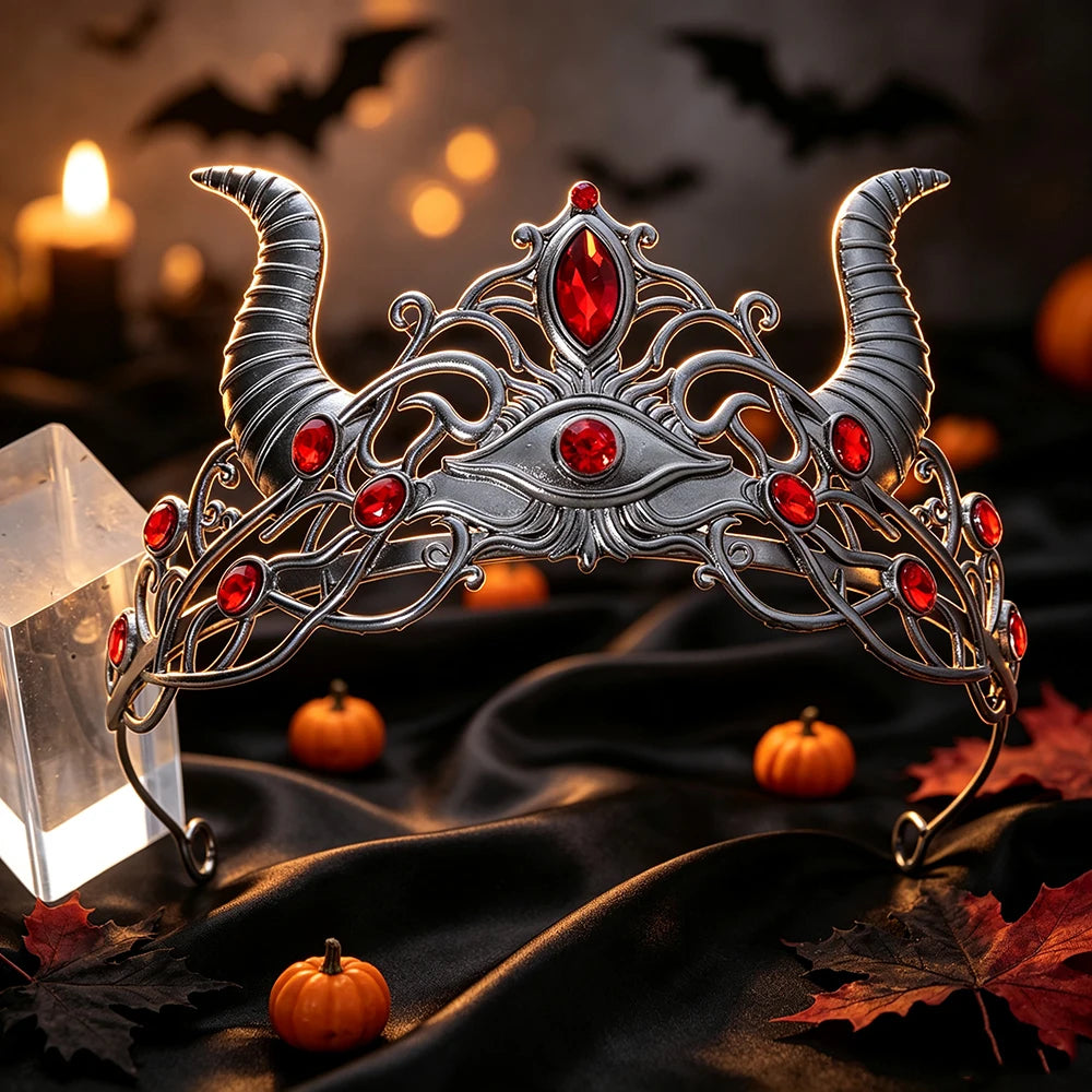 Size reference for the evil eye demon horn tiara