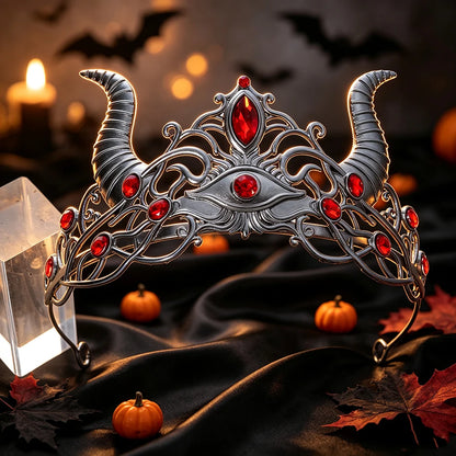 Size reference for the evil eye demon horn tiara