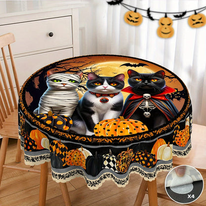 Halloween Ghost Cat Pumpkin Tablecloth Spooky Table Decor-MoonChildWorld