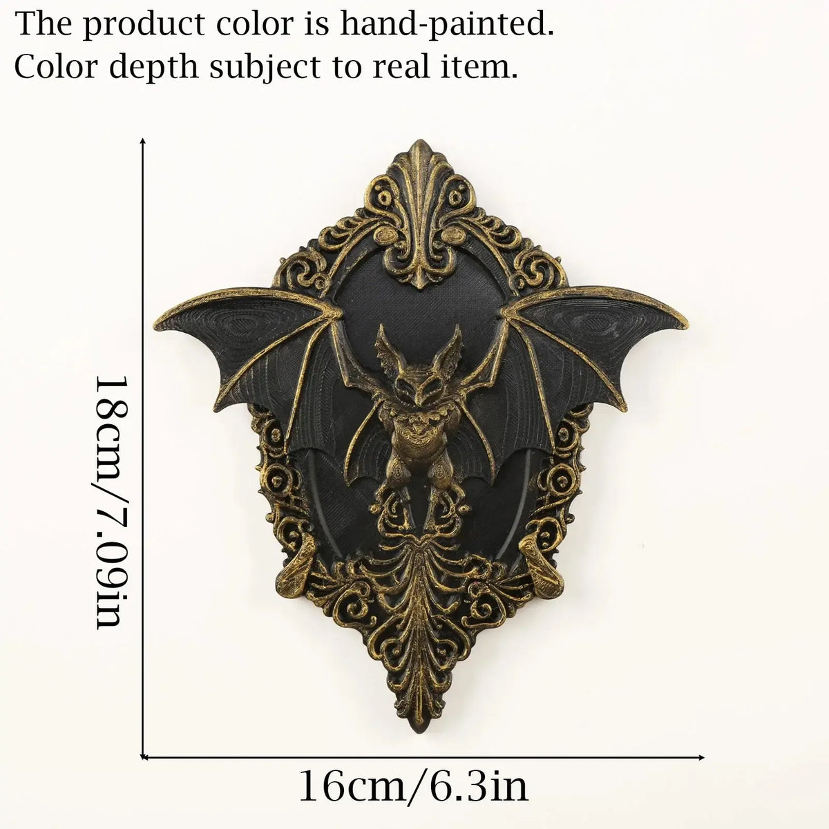 Size reference for the gothic bat relief wall plaque