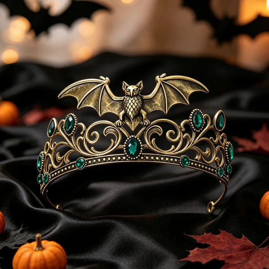 Gothic Bat Tiara Crystal Crown for Vampire Queen Looks-MoonChildWorld