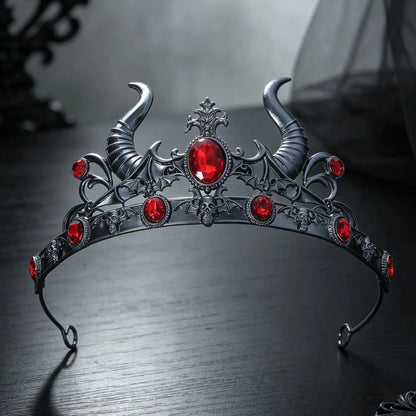 Bat detailing on the gothic devil horn tiara