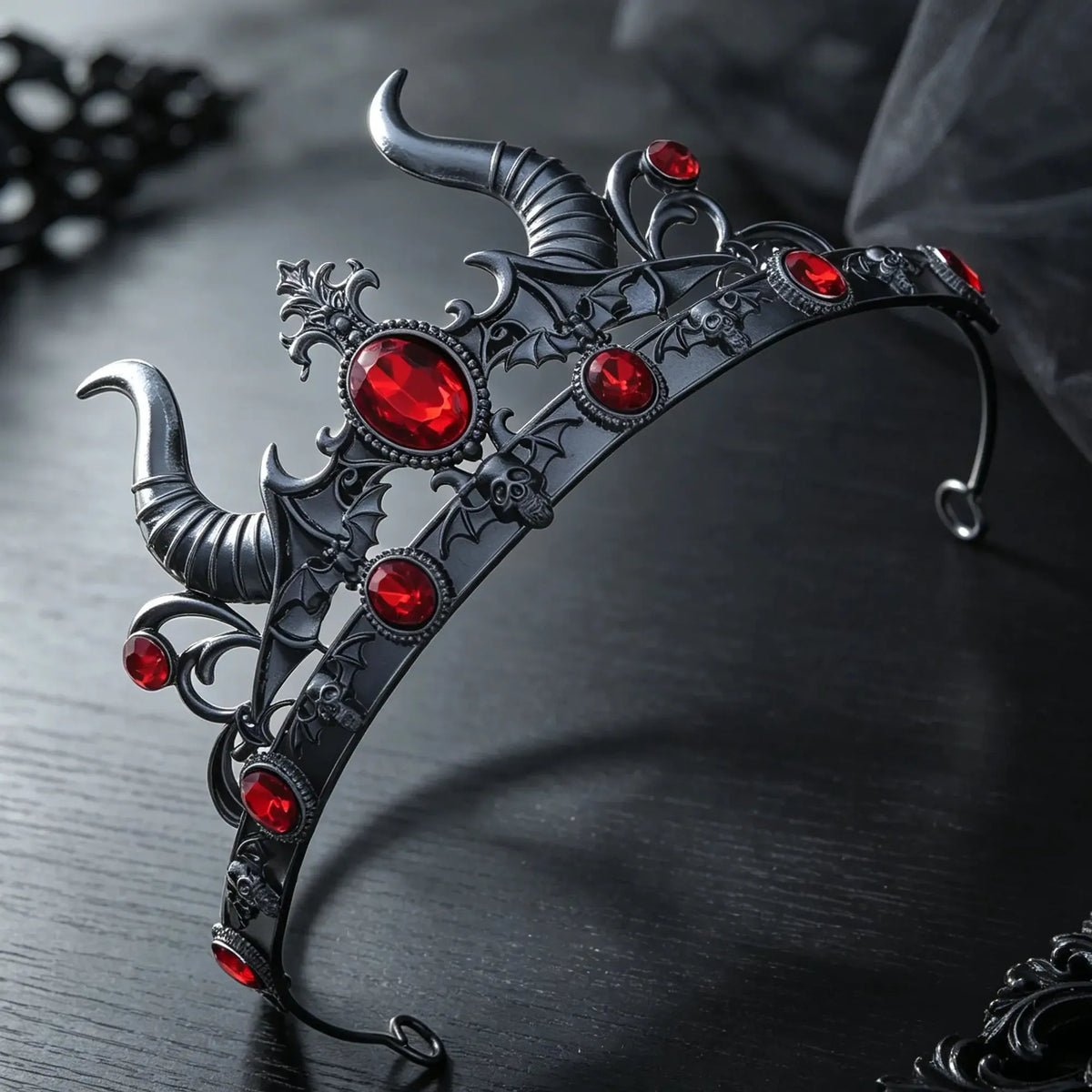 Devil horn tiara worn as Halloween cosplay headwear