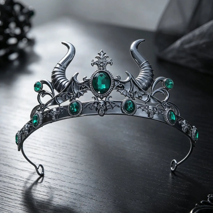 Size reference for the gothic devil horn crystal tiara