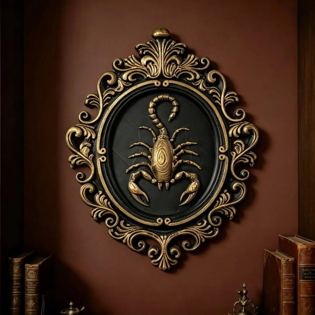 Gothic scorpion relief wall decor with dark baroque carving