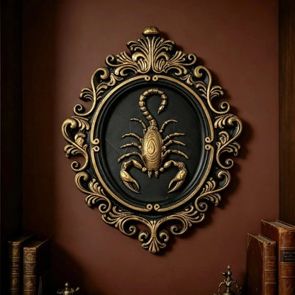 Gothic scorpion relief wall decor with dark baroque carving