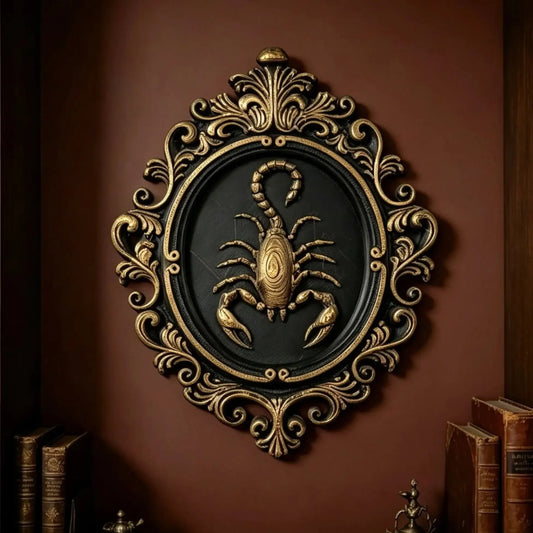 Gothic scorpion relief wall decor with dark baroque carving