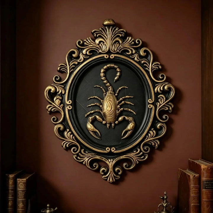Gothic scorpion relief wall decor with dark baroque carving