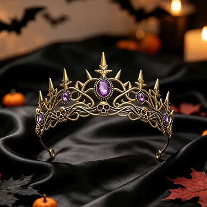 Gothic Skull Spiked Tiara Crown for Dark Queen Looks-MoonChildWorld