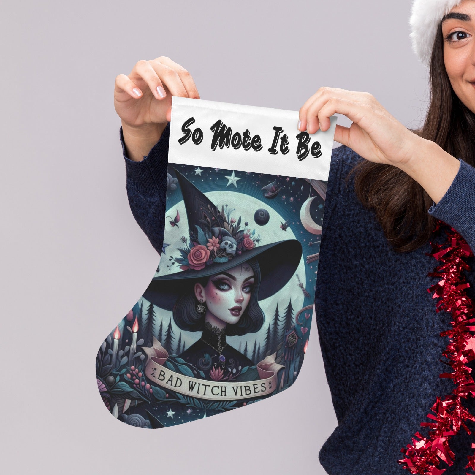 Halloween Gothic Witch Christmas Stocking for Yule Decorations-MoonChildWorld