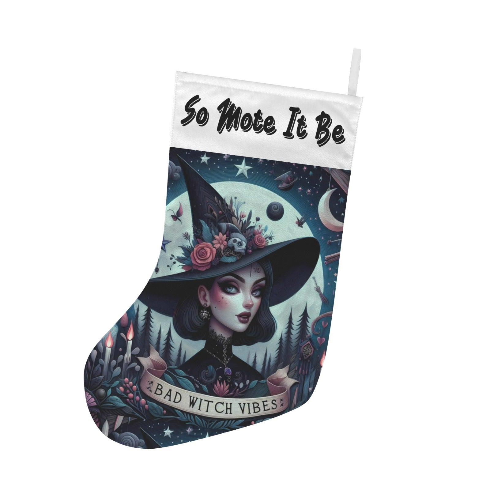 Halloween Gothic Witch Christmas Stocking for Yule Decorations-MoonChildWorld