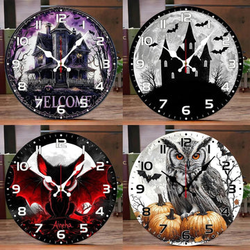 Halloween Gothic Wooden Wall Clock-MoonChildWorld