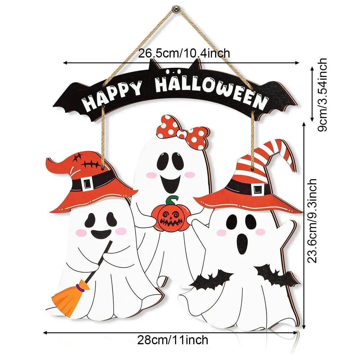 Halloween Hanging Decoration - Adorable Ghosts Welcome Sign - Witchy Wooden Sign for Witch Home Decor-MoonChildWorld