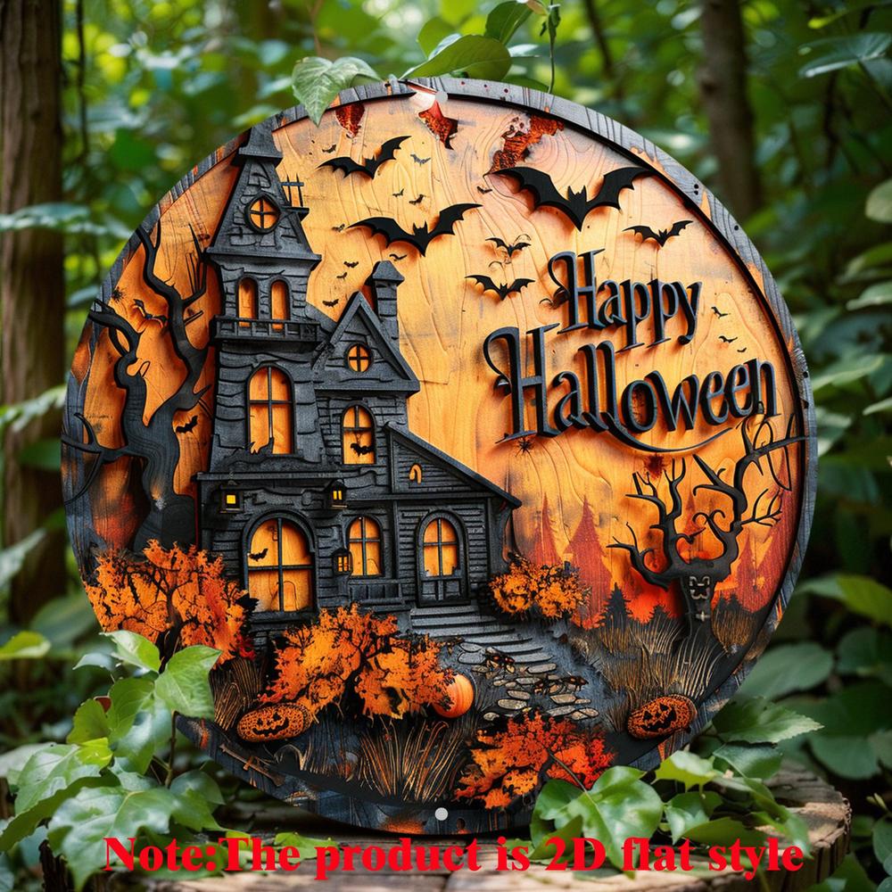 Halloween Haunted House Metal Sign Spooky Decor-MoonChildWorld