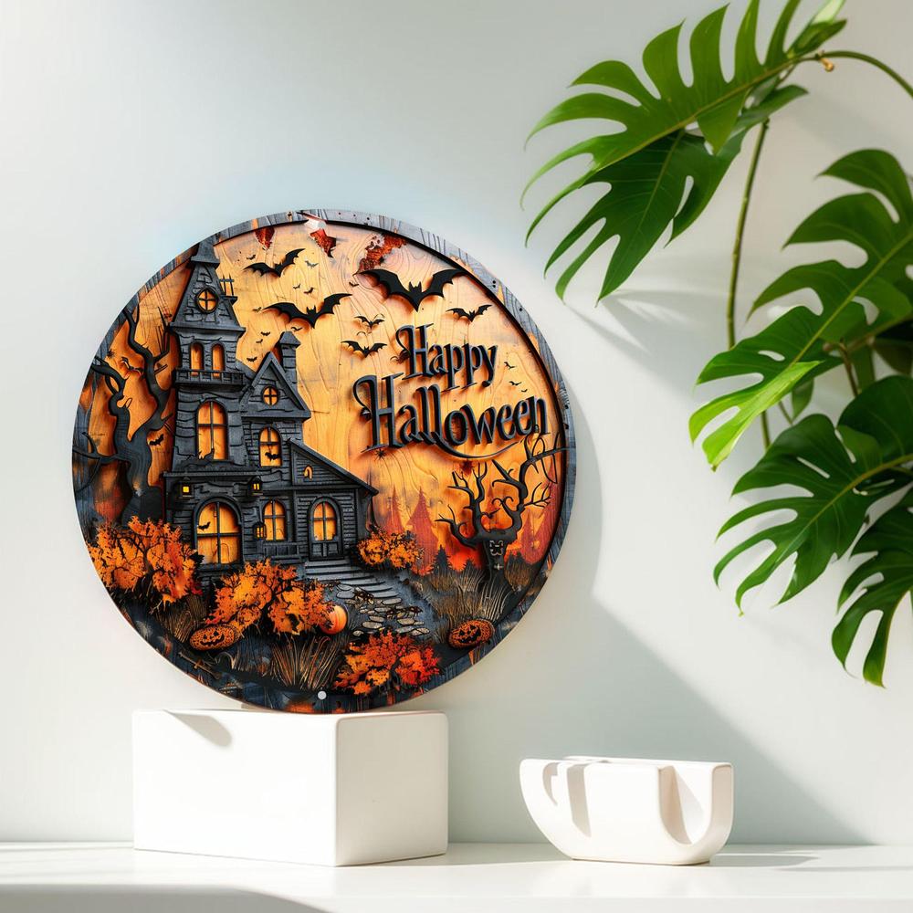 Halloween Haunted House Metal Sign Spooky Decor-MoonChildWorld