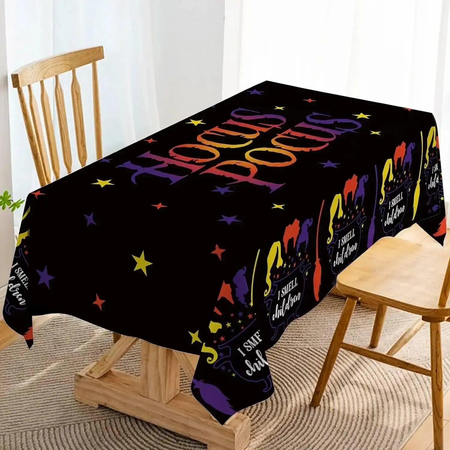 Halloween Hocus Pocus Tablecloth- Sanderson Sisters Dining Table Covers Halloween Decorations-MoonChildWorld