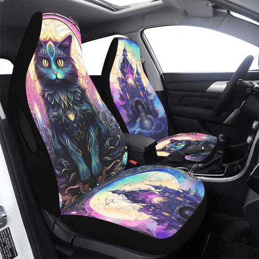 Halloween House Witchy Cat Car Seat Covers