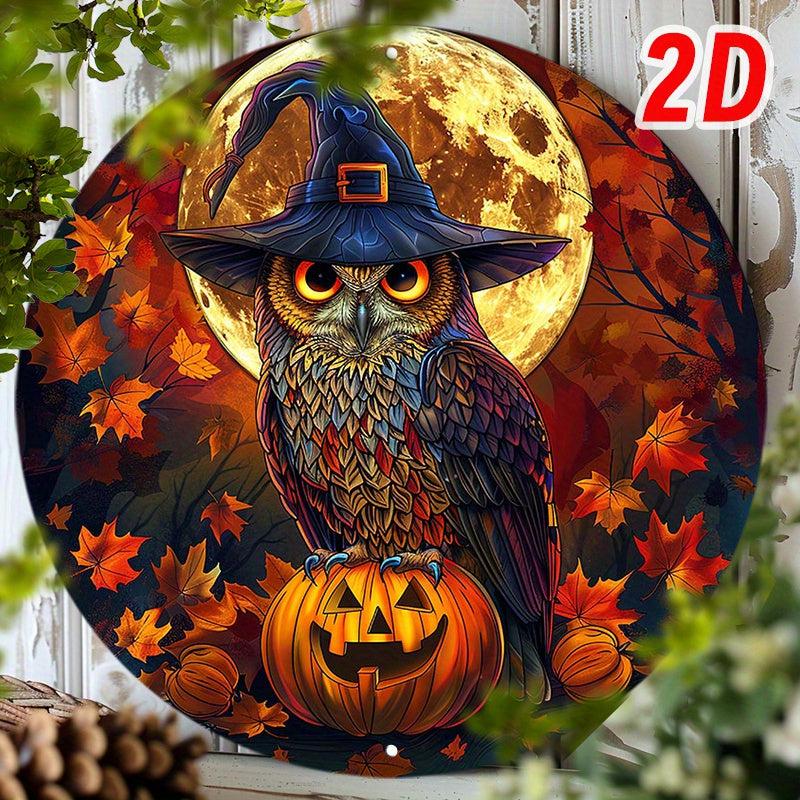Halloween Owl Metal Sign Spooky Home Decor-MoonChildWorld